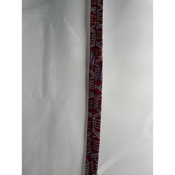 Trail Creek Mens Silk Geometric Regular Tie Necktie Multi-Color Red 58 inch - Picture 8 of 12